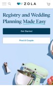 How zola.com looks like on a mobile device such as an iPhone.