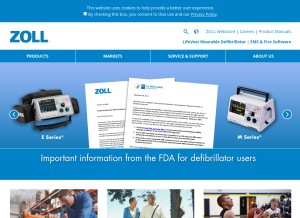 How zoll.com looks like on a tablet such as an iPad.