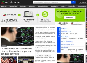 How zonebourse.com looks like on a tablet such as an iPad.