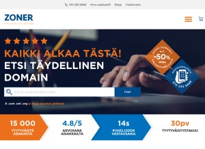 How zoner.fi looks like on a tablet such as an iPad.