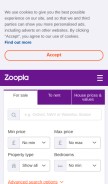 How zoopla.com looks like on a mobile device such as an iPhone.