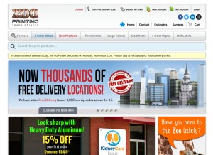 How zooprinting.com looks like on a tablet such as an iPad.
