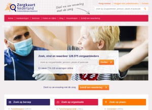 How zorgkaartnederland.nl looks like on a tablet such as an iPad.