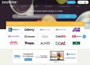 How zoutons.com looks like on a tablet such as an iPad.
