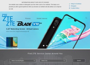 How ztedevices.com looks like on a tablet such as an iPad.