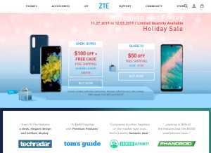 How zteusa.com looks like on a tablet such as an iPad.