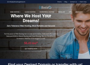 How zthosting.com looks like on a tablet such as an iPad.