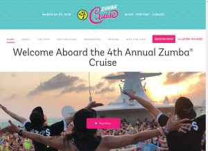 How zumba-cruise.com looks like on a tablet such as an iPad.