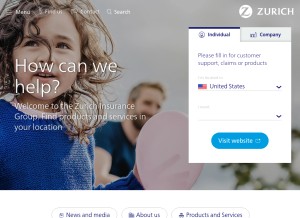 How zurich.com looks like on a tablet such as an iPad.
