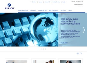 How zurichna.com looks like on a tablet such as an iPad.