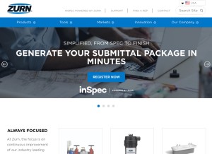 How zurn.com looks like on a tablet such as an iPad.
