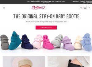 How zutano.com looks like on a tablet such as an iPad.