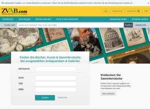 How zvab.com looks like on a tablet such as an iPad.