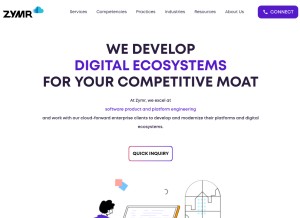 How zymr.com looks like on a tablet such as an iPad.