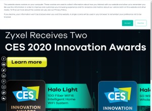 How zyxel.com looks like on a tablet such as an iPad.