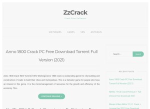 How zzcrack.com looks like on a tablet such as an iPad.